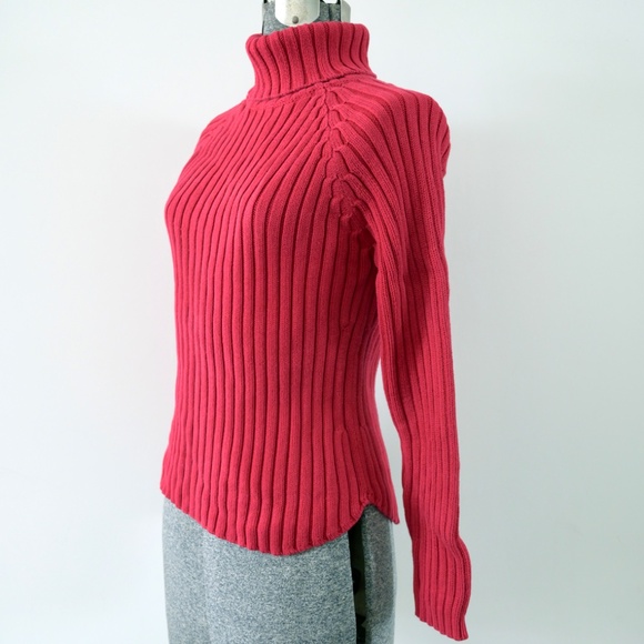 2000s GAP Red Cotton Ribbed Turtleneck Sweater Size S | Thick Knit - Picture 3 of 9